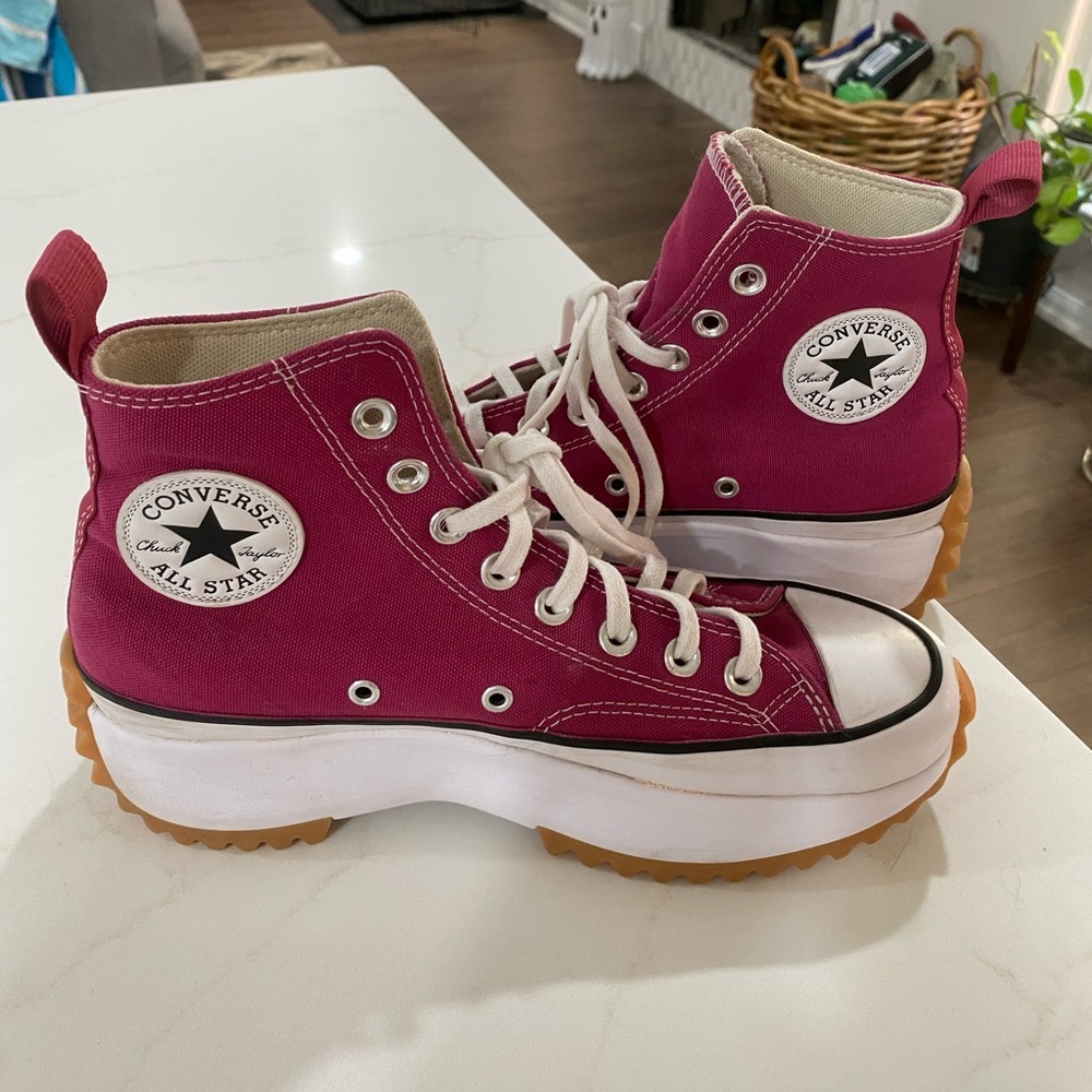Converse Run Star Hike High Top Hibiscus Red Sneakers